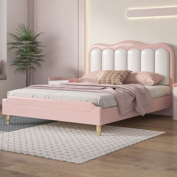 "Trendy Peony Upholstered Lift Up Storage Kids Bed with Vinyl Leather, Headboard, Coir Mattress, and Underbed Storage"